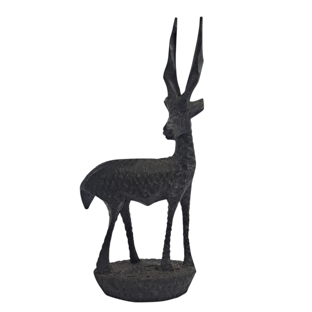 Vintage Hand Carved Wooden Figurine Gazelle Deer Antelope Sculpture 8.5"